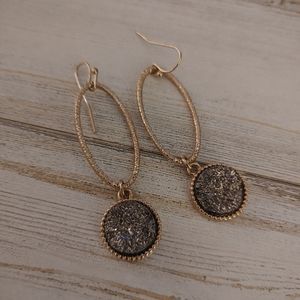 Smokey druzy quartz dangle earrings.